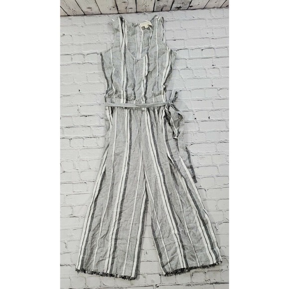 Cloth & Stone Grey Striped Jumper Pants Pockets Opened Back WOMENS SIZE XS - Picture 1 of 6